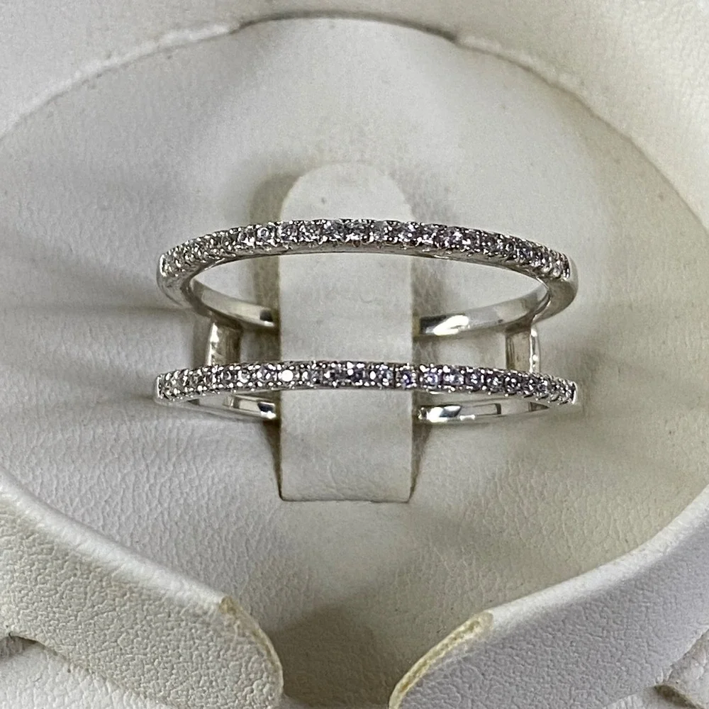 Jeulia Princess Cut Wedding Ring Sterling Silver Bridal‎ Cubic Zirconia Sz 10.5